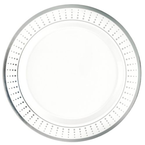 Premium Plastic Dot Plates, 20-pk, 10.25-in, Silver Product image