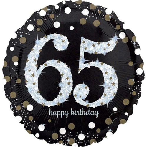Ballon de fête scintillant 65e anniversaire, 18 po Image de l’article