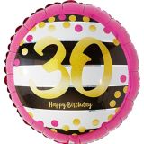 Ballon 30e anniversaire, rose et doré prismatique, 17,5 po | Amscannull