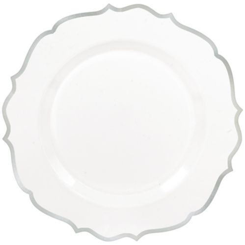 Premium Plastic Ornate Plates, 20-pk, 10.5-in, Silver Product image