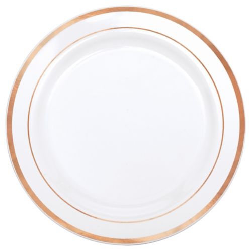 Premium Plastic Stripe Plates, 20-pk, 6.25-in, Rose Gold Product image