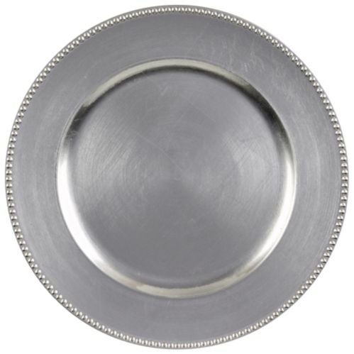 Premium Plastic Charger Plates, 4-pk, Silver Product image