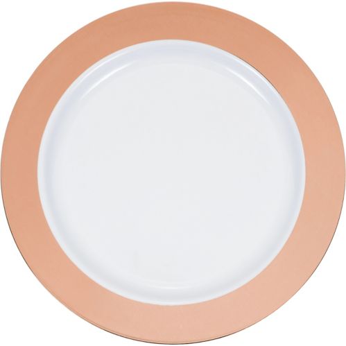 Assiettes à bordure en plastique, 10 po, paq. 10, rose doré Image de l’article