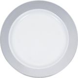 Plastic Bordered Plates, 10-in, 10-pk, Silver