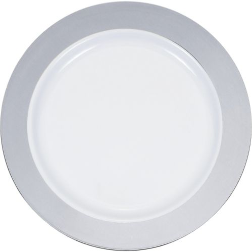 Plastic Bordered Plates, 10-in, 10-pk, Silver Product image