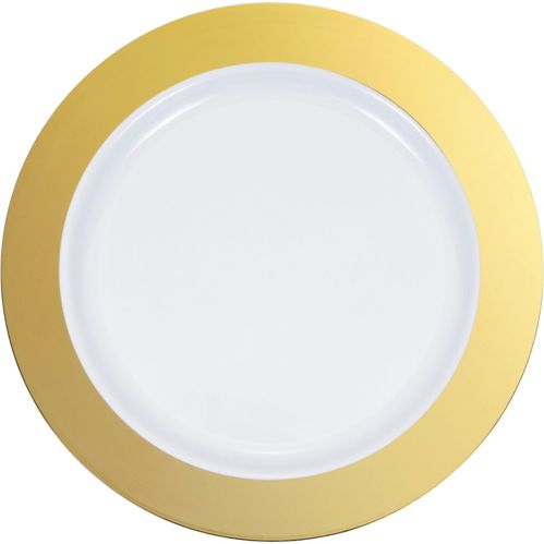 Plastic Bordered Plates, 7.5-in, 10-pk, Gold Product image