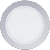 Plastic Bordered Plates, 7.5-in, 10-pk, Silver