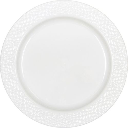 Plastic Hammered Plates, 7.5-in, 10-pk, White Product image