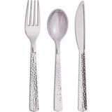 Metallic Hammered Assorted Cutlery, 24-pc, Silver
