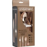 Metallic Hammered Assorted Cutlery, 24-pc, Rose Gold