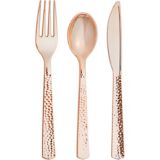 Metallic Hammered Assorted Cutlery, 24-pc, Rose Gold