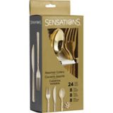 Metallic Hammered Assorted Cutlery, 24-pc, Gold