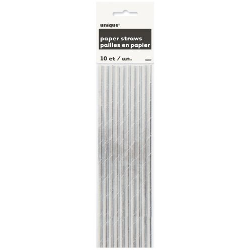 Unique Foil Paper Straws, 10-pk, Silver Product image