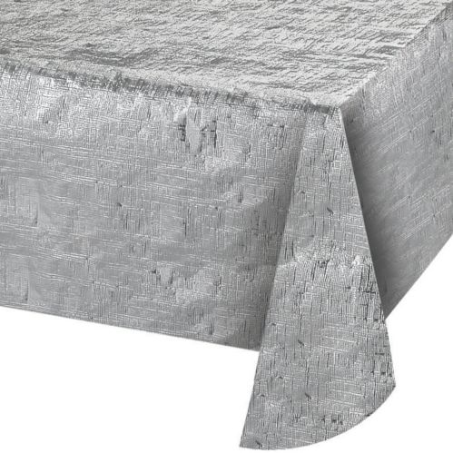 Sparkling Metallic Tablecover, Silver, 54-in-x-108-in Product image