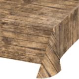 Plastic Table Cover, 54-in-x-108-in, Brown Wood