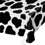 Plastic Table Cover, 54-in-x-108-in, Cow Print