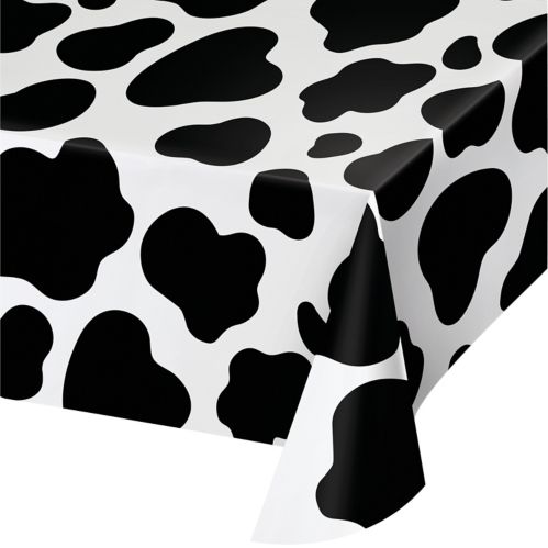 Plastic Table Cover, 54-in-x-108-in, Cow Print Product image