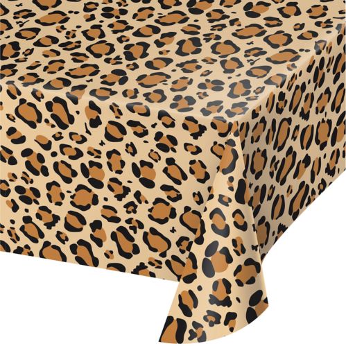 Plastic Table Cover, 54-in-x-108-in, Leopard Print Product image