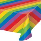 Plastic Table Cover, 54-in-x-108-in, Rainbow Stripes
