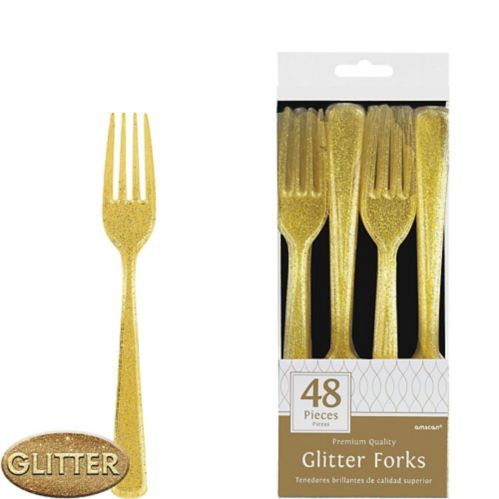 Glitter Gold Premium Plastic Forks, 48-pk Product image