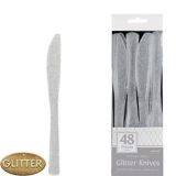 Glitter Silver Premium Plastic Knives, 48-pk | Amscannull