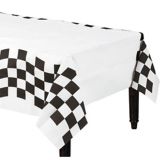Housse de table en papier à motif de damier, noir et blanc