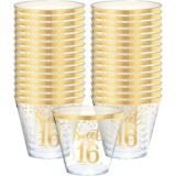 Metallic Gold Sweet 16 Plastic Cups, 30-pk | Amscannull