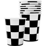 Checkered Party Cups, Black/White, 8-pk
