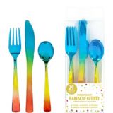 Metallic Rainbow Premium Plastic Cutlery Set, 24pc Party City