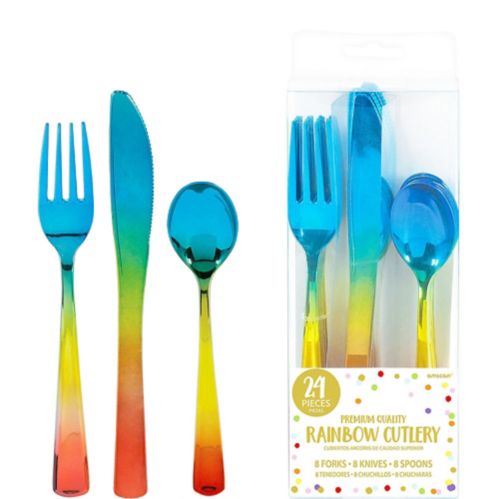 Metallic Rainbow Premium Plastic Cutlery Set, 24-pc Product image