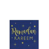 Ramadan Kareem Beverage Napkins, Blue/Gold, 16-pk | Amscannull