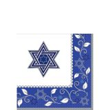 Grandes serviettes à boissons Joyeuse fête de Pessa'h, bleu et blanc, paq. 16 | Amscannull