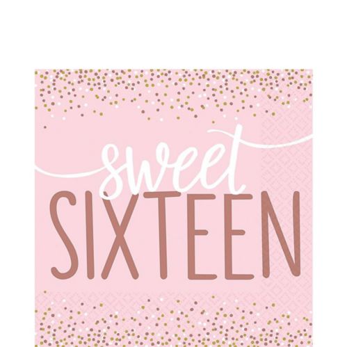 Rose Gold Pink Sweet 16 Lunch Napkins, 16-pk Product image
