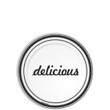 Dessert Paper Plates with "delicious" headline, White/Black, 8-pk | Amscannull