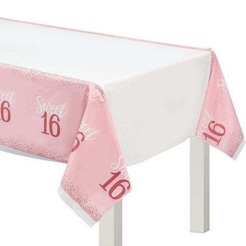 Rose Gold & Pink Sweet 16 Table Cover Product image