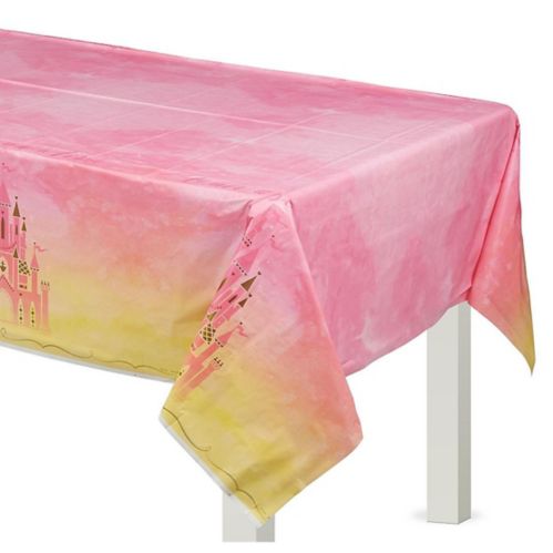 Disney Once Upon a Time Plastic Table Cover, Pink/Yellow Product image