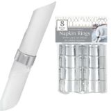 Premium Round Plastic Napkin Rings for Birthday, Party, Anniversary, Silver, 8-pk | Amscannull