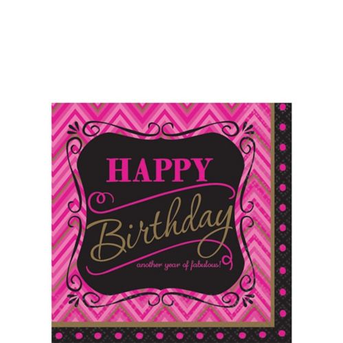 Born to Be Fabulous Pink Chevron Birthday Beverage Napkins, 16-pk Product image