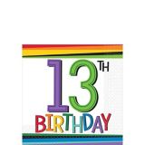 Rainbow 13th Birthday Beverage Napkins, 16-pk