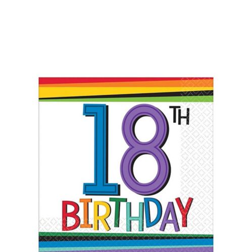 Rainbow 18th Birthday Beverage Napkins, 16-pk Product image