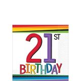 Rainbow 21st Birthday Beverage Napkins, 16-pk