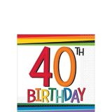 Rainbow 40th Birthday Beverage Napkins, 16-pk