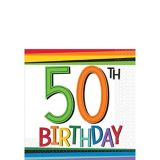 Rainbow 50th Birthday Beverage Napkins, 16-pk