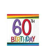 Rainbow 60th Birthday Beverage Napkins, 16-pk