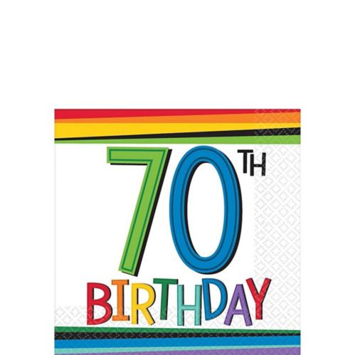 Rainbow 70th Birthday Beverage Napkins, 16-pk Product image