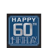Vintage Happy Birthday 60th Birthday Party Beverage Napkins, 16-pk