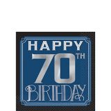 Serviettes à boissons rétro Happy 70th Birthday, paq. 16