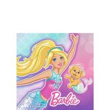 Serviettes à boissons pour fête d'anniversaire, sirène Barbie, petit, 5 po, paq. 16 | Mattelnull