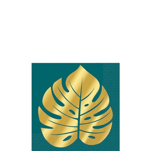 Metallic Gold Key West Palm Leaf Beverage Napkins, 16-pk Product image