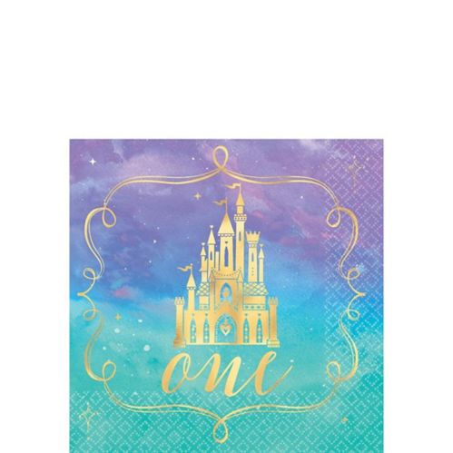 Metallic Disney Once Upon a Time 1st Birthday Party Beverage Napkins, 16-pk Product image